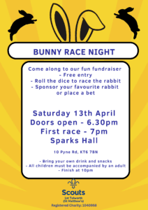 A poster for the Easter Bunny race night